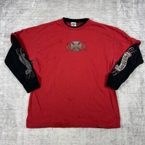 Vintage West Coast Choppers Shirt Mens Large Red Y2K Layered Jesse Who Porvida